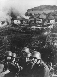 German Wehrmacht
                        troops burn Kosovo Serb villages near Kosovska
                        Mitrovica in northern Kosovo, 1941
